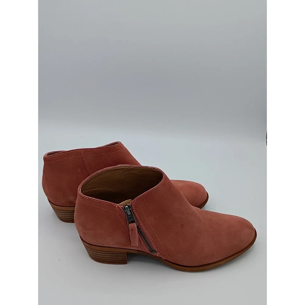 Lucky Brand Womens Brielley Suede Ankle Booties Terracotta 8M Side Zip
